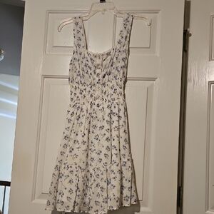 Floral White and Blue Women's Dress